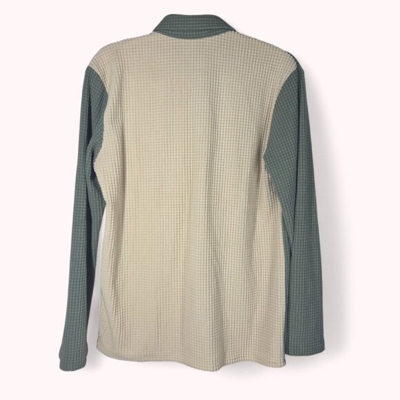 Waffle Corduroy Green and Cream Shirt - Picture 2 of 4